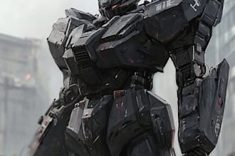 do high quality creature artwork in the mecha