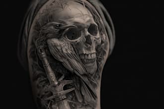draw sleeve tattoo design, realistic tattoo design