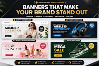 design shopify banner, website banner and social media banner