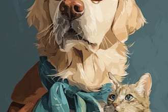 create disney pet portrait illustration