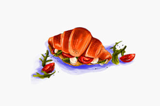 draw line art objects food illustration
