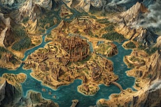 make fantasy map illustration for dnd, novels and games