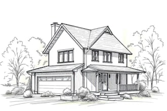 draw a detailed sketch of a house or building