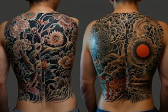 draw a tattoo design in japanese style