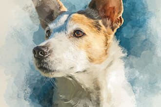 paint watercolor portrait painting for your  pets cars