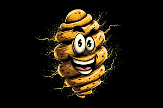 do fun tasty twisted potato mascot logo design for your brand