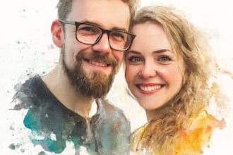 make a custom watercolor portrait of you and your partner