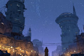 design an illustration of futuristic cyberpunk city