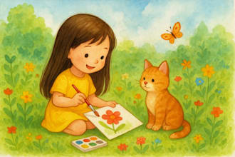 draw watercolor animal children story book illustration