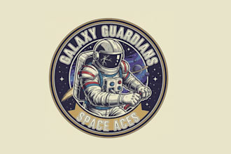 design premium vintage galaxy astronaut sport mascot logo