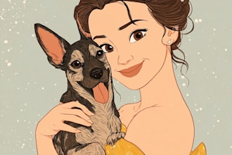create disney pet portrait illustration