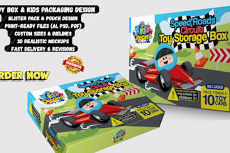 design amazing toy packaging, kids box, blister pack, gadget box, product pouch
