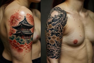 drawing a super artistic tattoo designs in japanese style