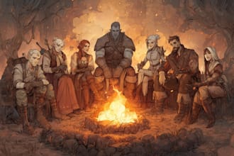 illustrate your dnd group in a powerful cinematic scene