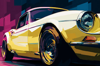 make amazing vector car portrait form your car