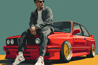 draw your favorite car into a cartoon portrait