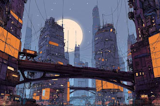 design breathtaking cyberpunk city in high detail