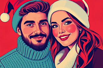 make a christmas card or a christmas themed pop art portrait