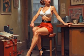 pin up girl and pin up girl illustration