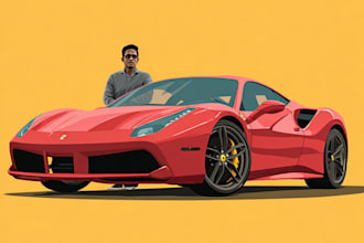 draw your favorite car into a cartoon portrait
