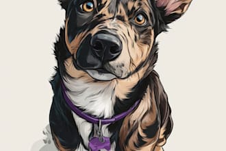 design a custom  pet portrait illustration