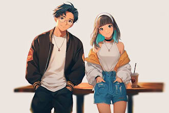 do a anime couple character art anime for you