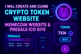 develop or clone crypto token website, memecoin website, presale or ico website