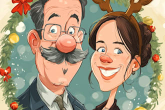 draw christmas couple family or pet portrait