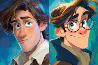 make a disney pets portrait illustration in disney style