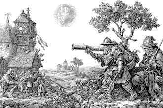 create medieval vintage line art illustration in engraving