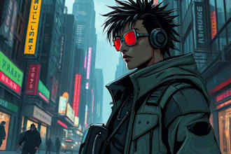 draw cyberpunk style character into city gaming