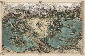 illustrate medieval fantasy and sci fi maps