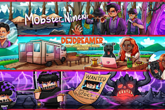 draw amazing cartoon banner and pfp for youtube twitch x