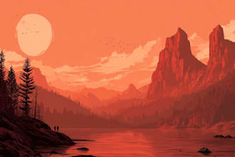 draw a flat vector landscape illustration
