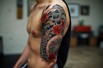 illustrate a super artistic tattoo designs in japanese style