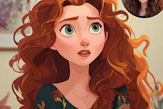 draw your portrait in charming disney animation style