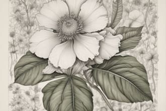 draw botanical illustration of flower illustration, plant