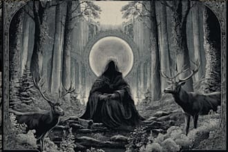 draw dark art illustration with engraving style