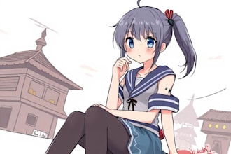 sketch anime or manga illustration, full body