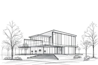 draw an architectural sketch for commercial use