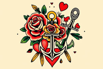 create a rad traditional tattoo design
