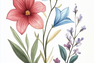 do botanical illustrations with tropical leaves and flowers