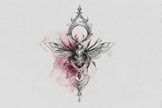 draw line art tattoo of pet ears, cat, dog head outline