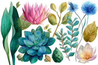 paint watercolor flowers and botanical illustrations