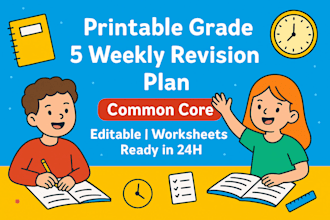 make a printable weekly revision lesson plan for grade 5 common core