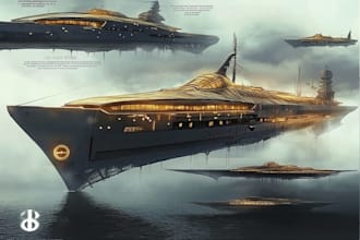 create spaceship concept art for you