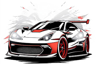 draw vector illustration automotive for t shirt design