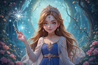 draw a magical illustration, cartoon, and portrait illustration in disney style