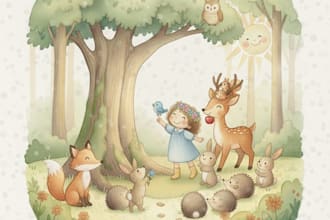 draw digital watercolor children book illustration