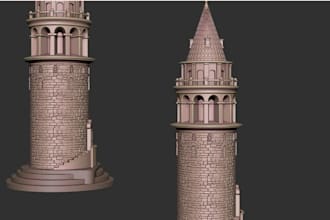 sculpt  3d dice tower stone terrain mini, 3d dnd  fantasy dice for 3d print stl